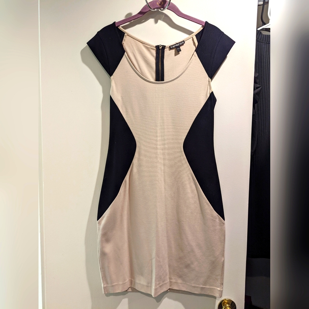 Express brand tan and black color blocked dress - size 6
